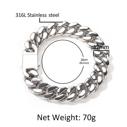 316 Stainless Steel Plated 18k Gold Fashion Hip Hop Bracelet