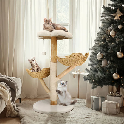 Modern Cat Furniture Climbing Tree Solid Wood