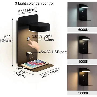 Bedroom Led Wall Lamps with USB Charge Wall Light