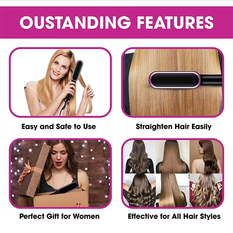 Electric Hair Straightener Brush Professional Straightener