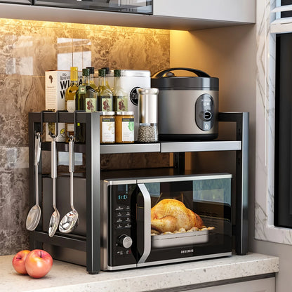Expandable Microwave Shelf, Microwave Holder with 6 Hooks, ki
