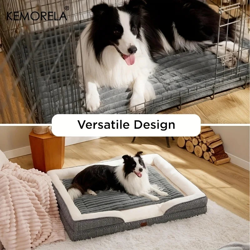 Extra Large Dog Bed Mat Soft Non-Slip Striped Plush