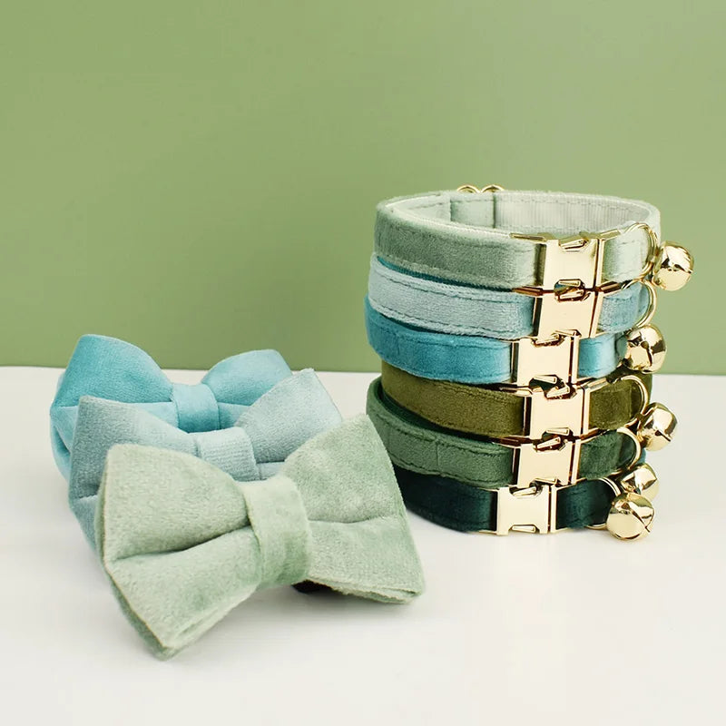 Velvet Cat Collar Bowknot Personalized Collar