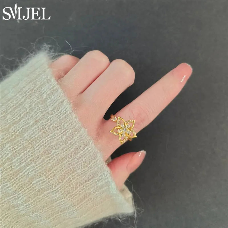 Luxury Crystal Anxiety Relief Spinning Fidget Rings for Women