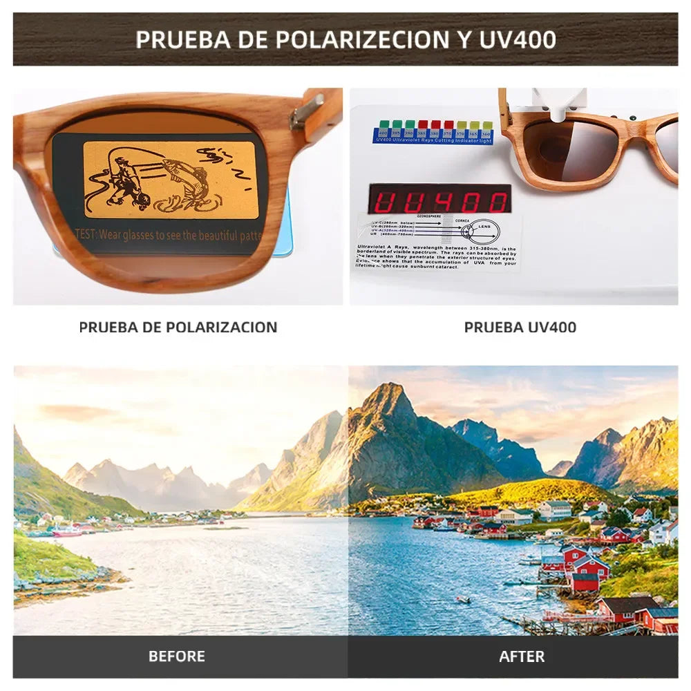 GM Men bamboo Wood Sunglasses Women Retro Vintage