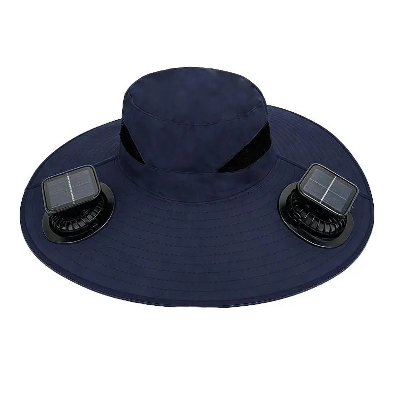 Large Size Quick Dry Bucket Hat With Solar Powered Fan USB Charging