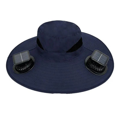 Large Size Quick Dry Bucket Hat With Solar Powered Fan USB Charging