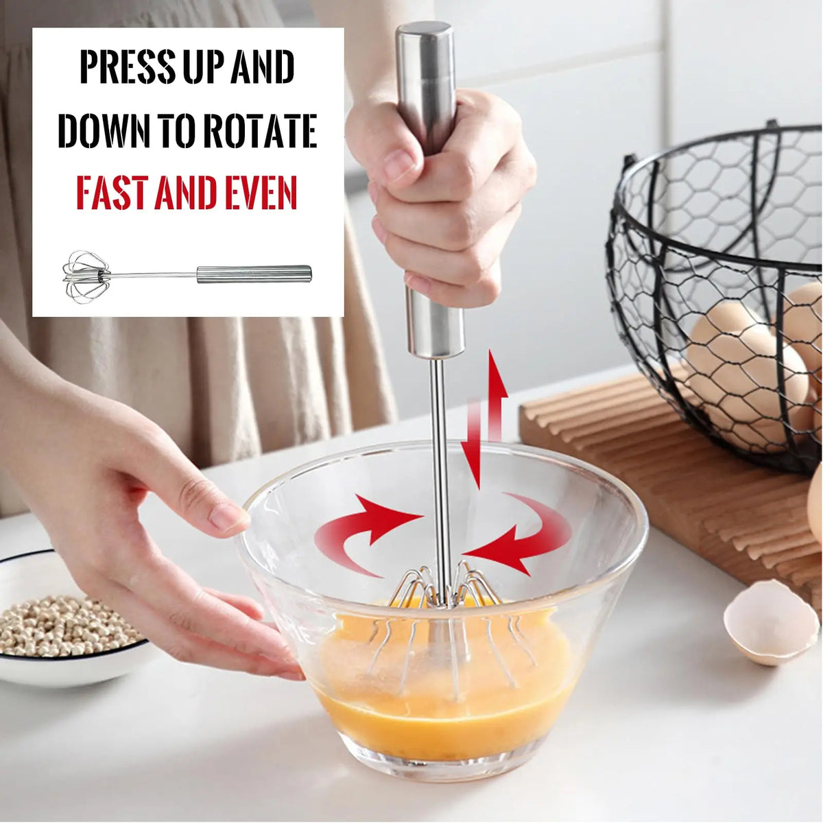 Semi Automatic Egg Beater Stainless Steel Mixer