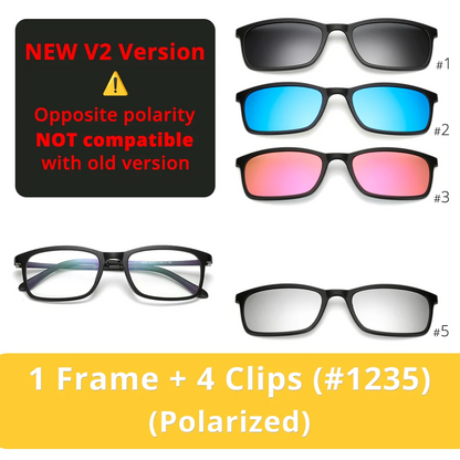5 In 1 Magnetic Clip On Glasses TR90 Optical Eyeglass