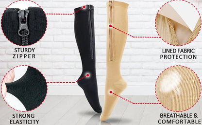 1 Pair Zipper Compression Socks Women Men Pain Relief