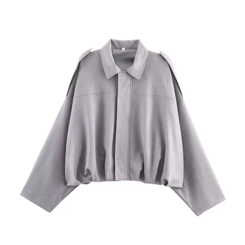 Women's Street Fashion Solid Coats Bat Sleeves Vintage Jackets