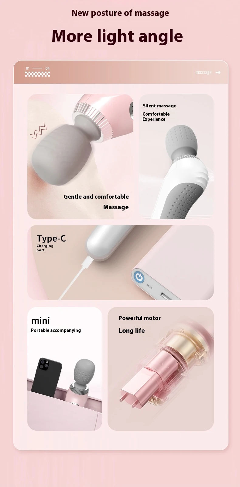 Deep Tissue Massage Gun USB Rechargeable Portable