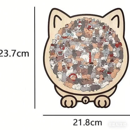 Colored Cat Shaped Wooden Jigsaw Puzzle, Cats Shaped