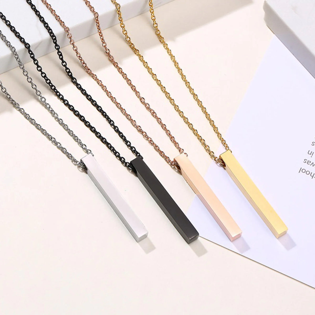 Waterproof Pillar Necklaces for Men Women Stainless Steel