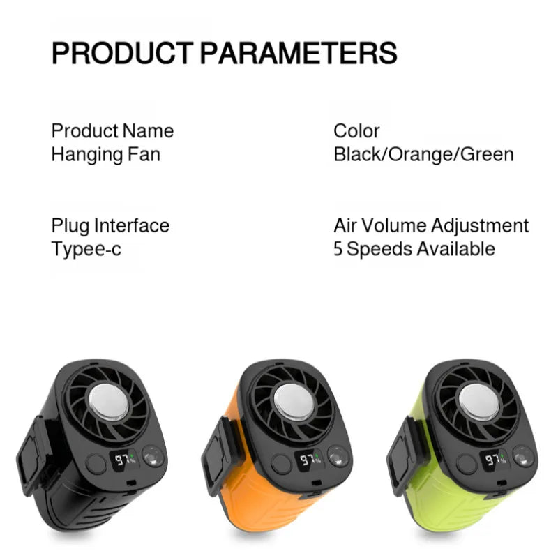 USB Rechargeable Waist-mounted Fan with Strong Light Turbine