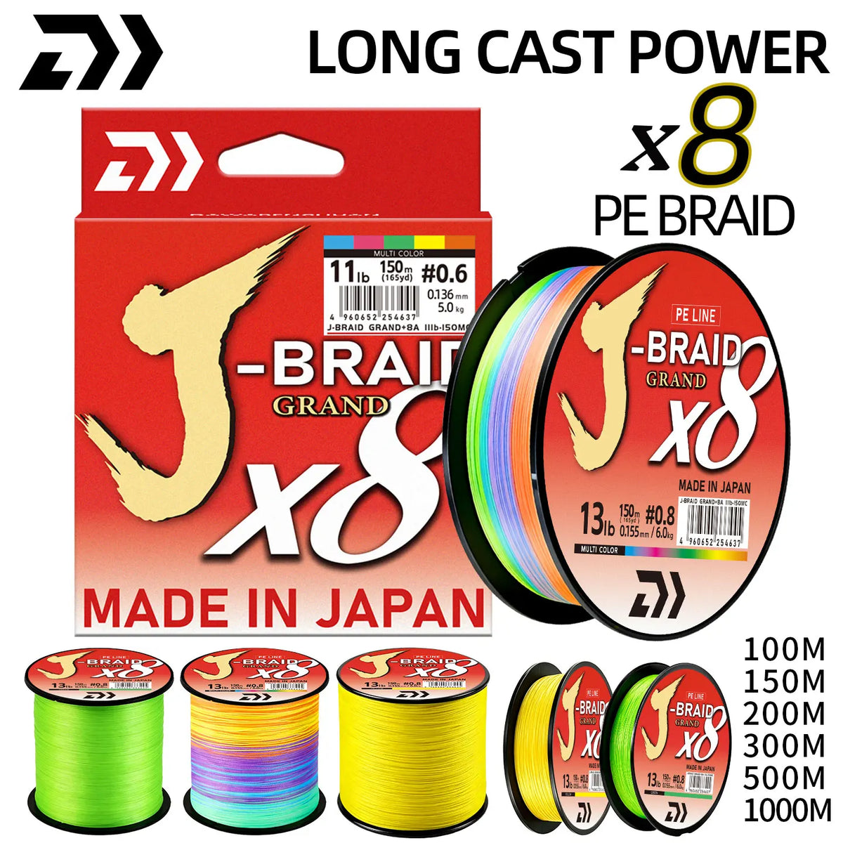 Original X8DAIWA-J Braided Expedition 8 strands Fishing Line