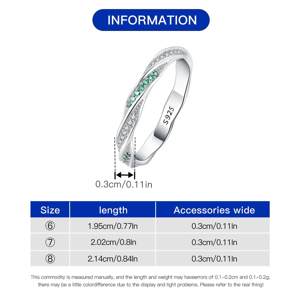 925 Sterling Silver Three-Ring Stackable Ring for Women