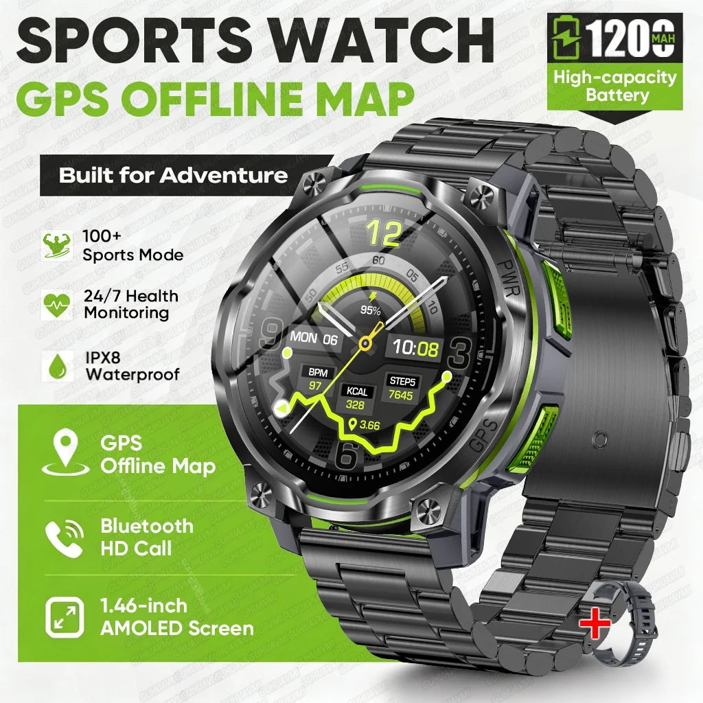 New GPS Map Smart Navigation Watch 1200mAh Battery
