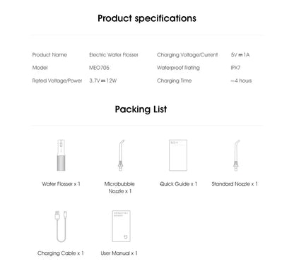NEW MIJIA Electric Oral Irrigator 2 MEO705 Portable Water Flosser