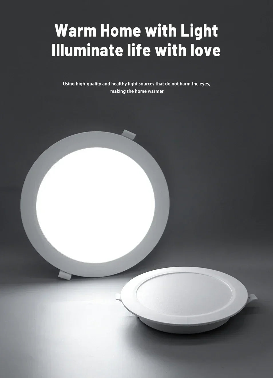 8Pack Round Led Panel Light Recessed Led Downlight Lighting
