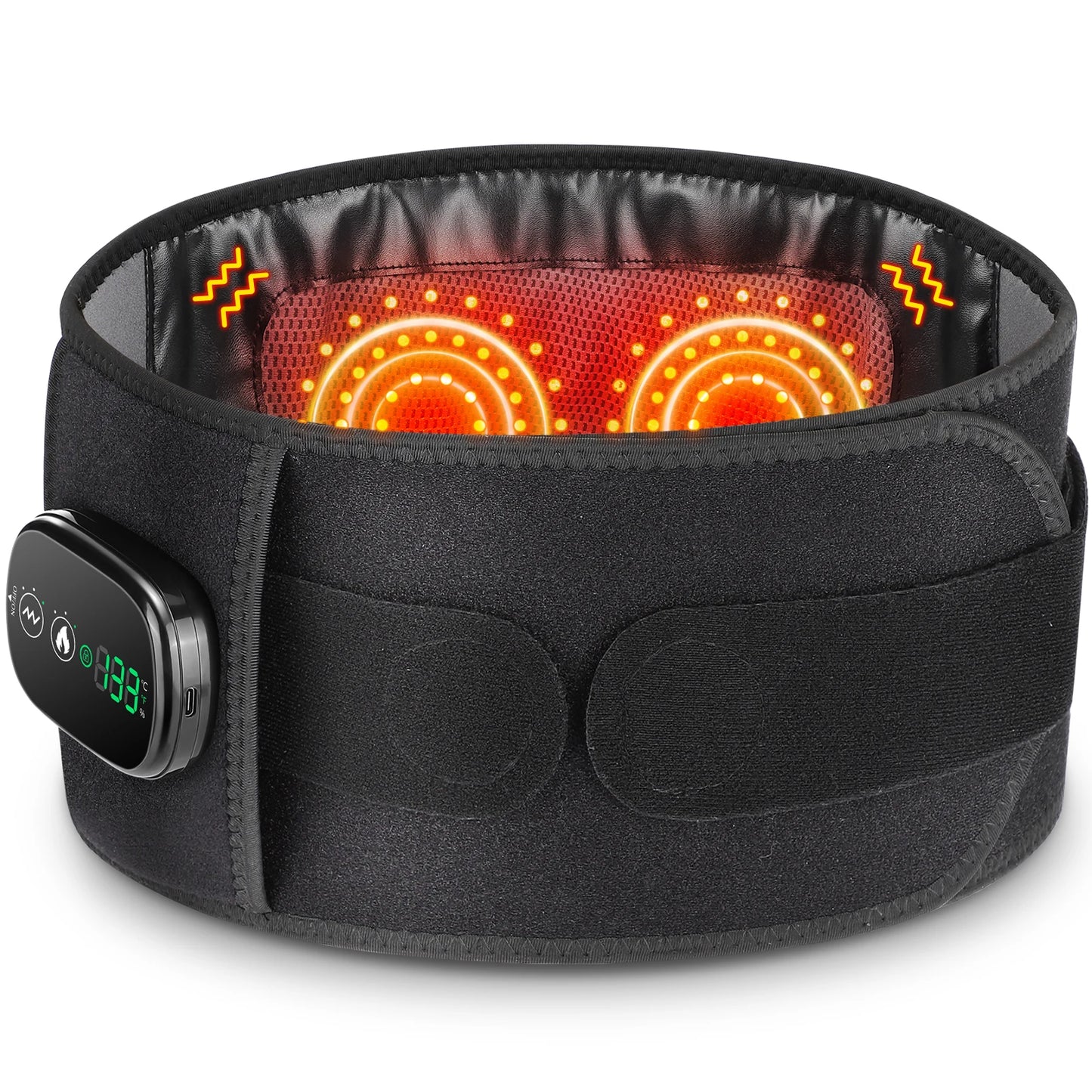 Heating Vibration Massager Belt, Red Light Hot Compress