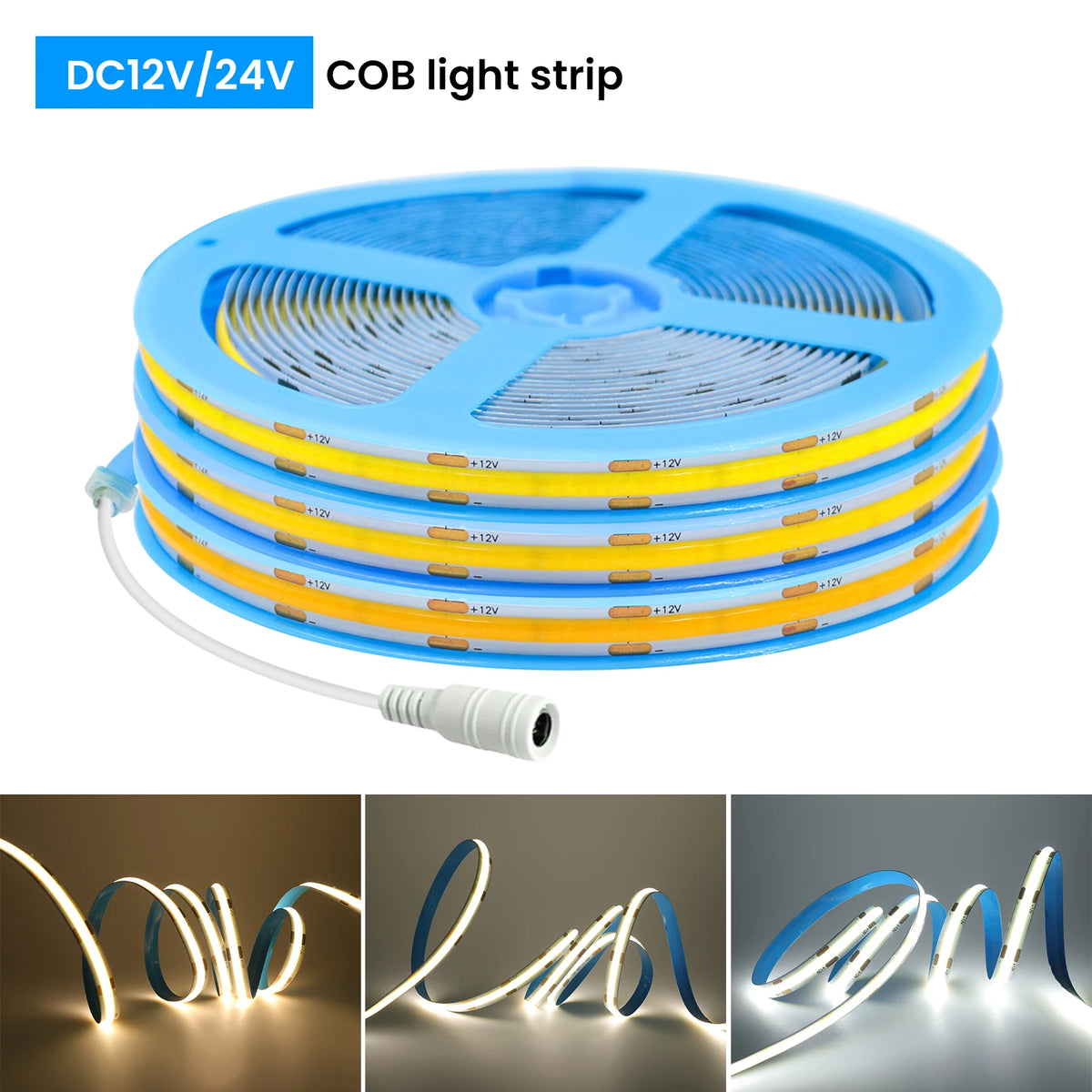 DC12V 24V COB LED Strip Light 480 528LEDs/m High Density