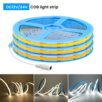 DC12V 24V COB LED Strip Light 480 528LEDs/m High Density
