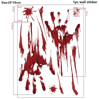 Halloween Wall Doors Windows Stickers Blood Handprint Footprint Skull Pattern