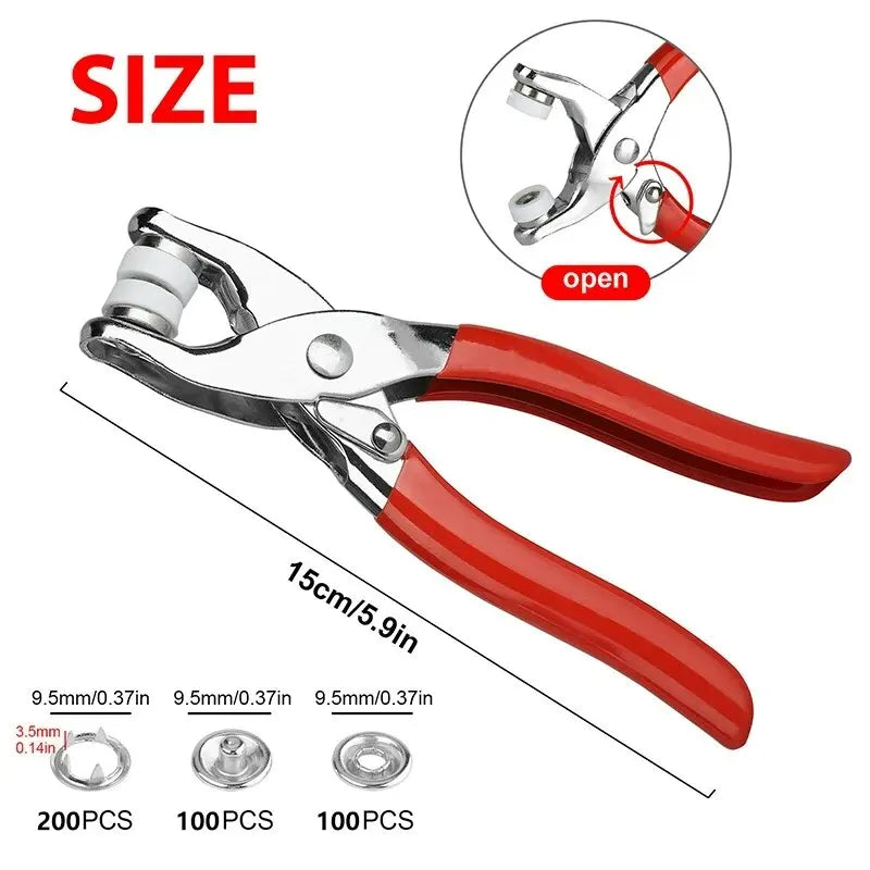 Prong Rings 9.5mm Buckle Buttons Metal Color Pliers Snap