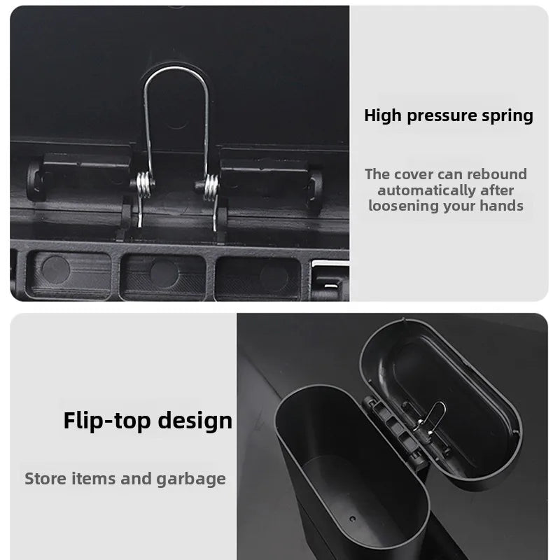 Car Trash Bin Kit Black Square Pressing With Lid