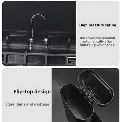 Car Trash Bin Kit Black Square Pressing With Lid