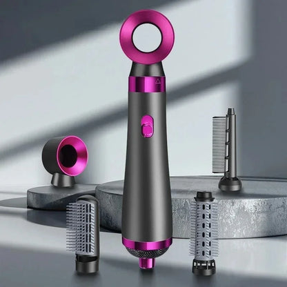 Five in one hair dryer hot air comb electric curly hair straightener