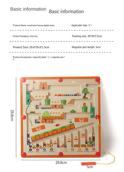 Children Magnetic Color and Number Maze Wooden Puzzle