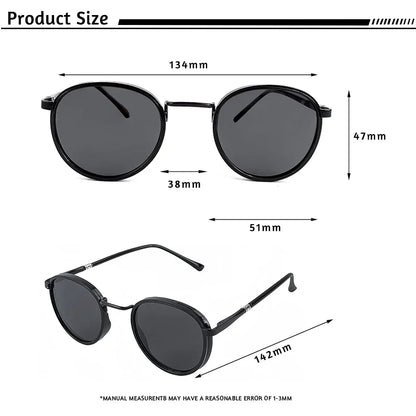HBK TRetro Punk Men's Polarized Sunglasses Round Design