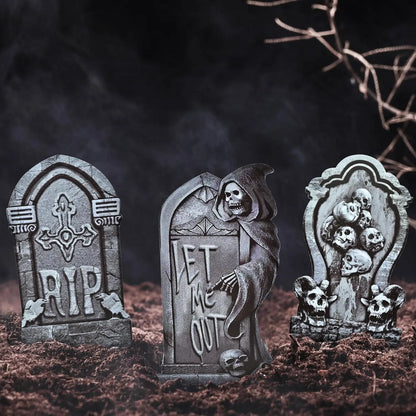 Halloween Tombstone Yard Sign Decorations with Stakes Skeleton