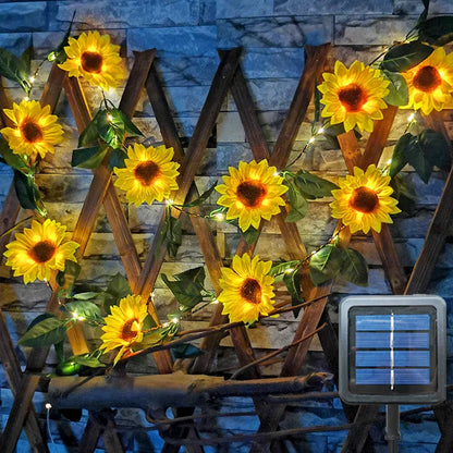 Solar Powered Sunflower Rose String Lights Artificial