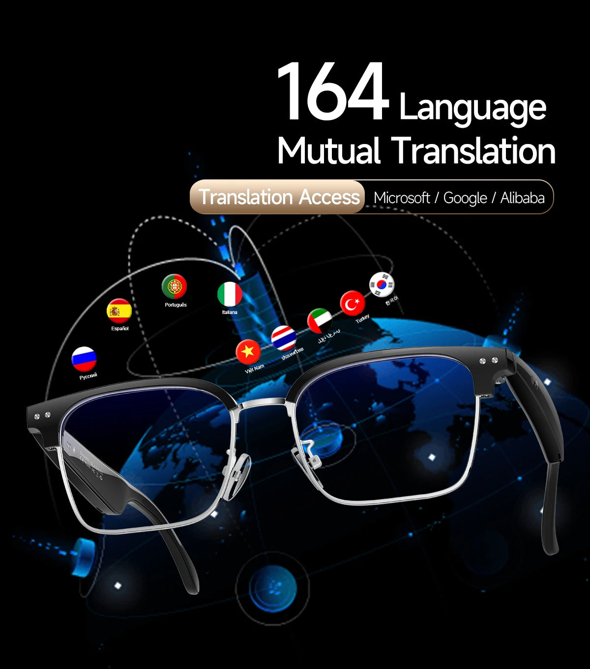 New Business Style Smart Glasses W100D Bluetooth Call AI