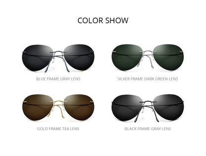 Titanium Rimless Sunglasses Men Ultralight Frameless