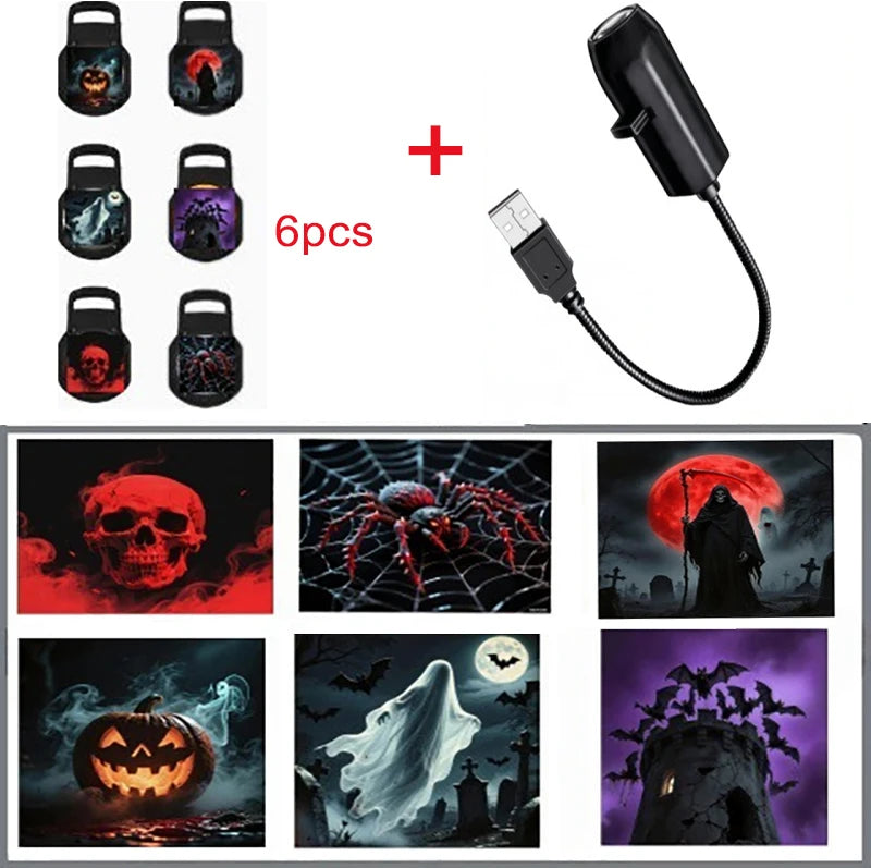 USB Halloween Projector Light 6 Patterns Mini LED Spooky