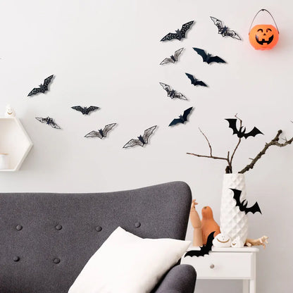 Halloween 3D Hollow Bat Wall Stickers Black Bat Sticker