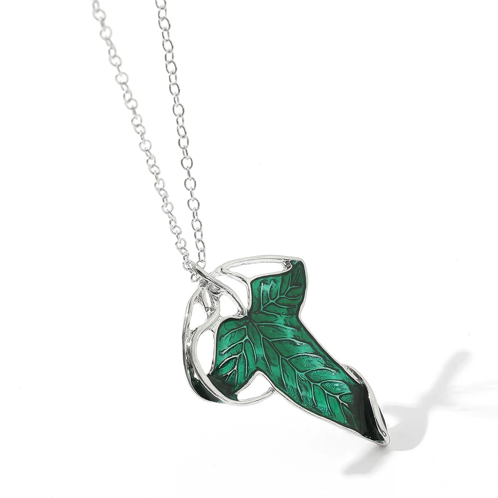 Arwen Evenstar Green Leaf Pendant Necklace for Women