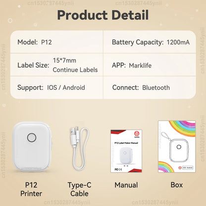 P12 Thermal Label Printer Similar Label Maker