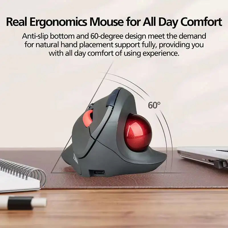 Wireless Trackball Ergonomic Mouse Rechargeable