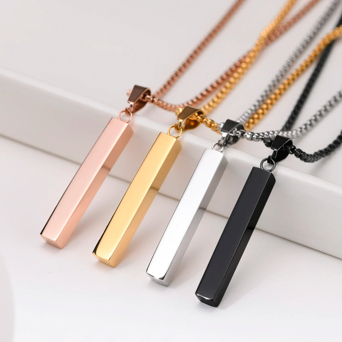Waterproof Pillar Necklaces for Men Women Stainless Steel