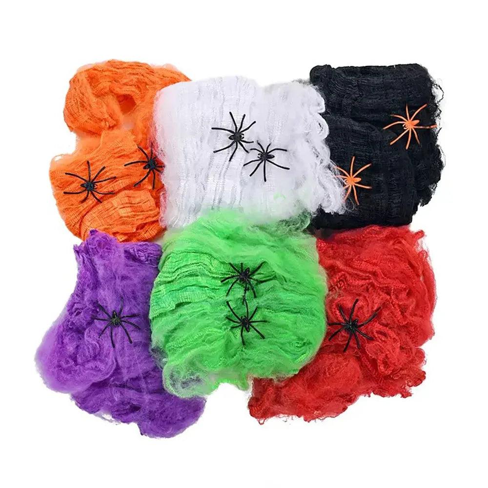 Halloween Decoration Spider Web,Artificial Cobweb,Stretchy Cobweb With Spider