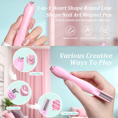 8-in-1 Cat Eye Nail Magnet Set Pink Multifunctional
