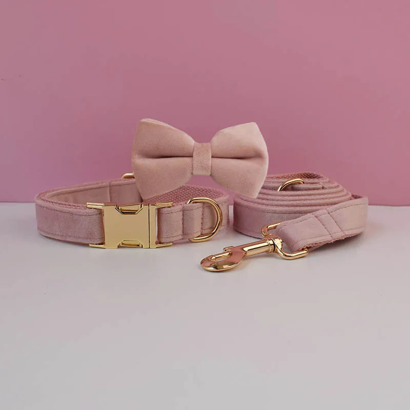 Velvet Collar Free Engrave Dog Collar Leash Dog Collars