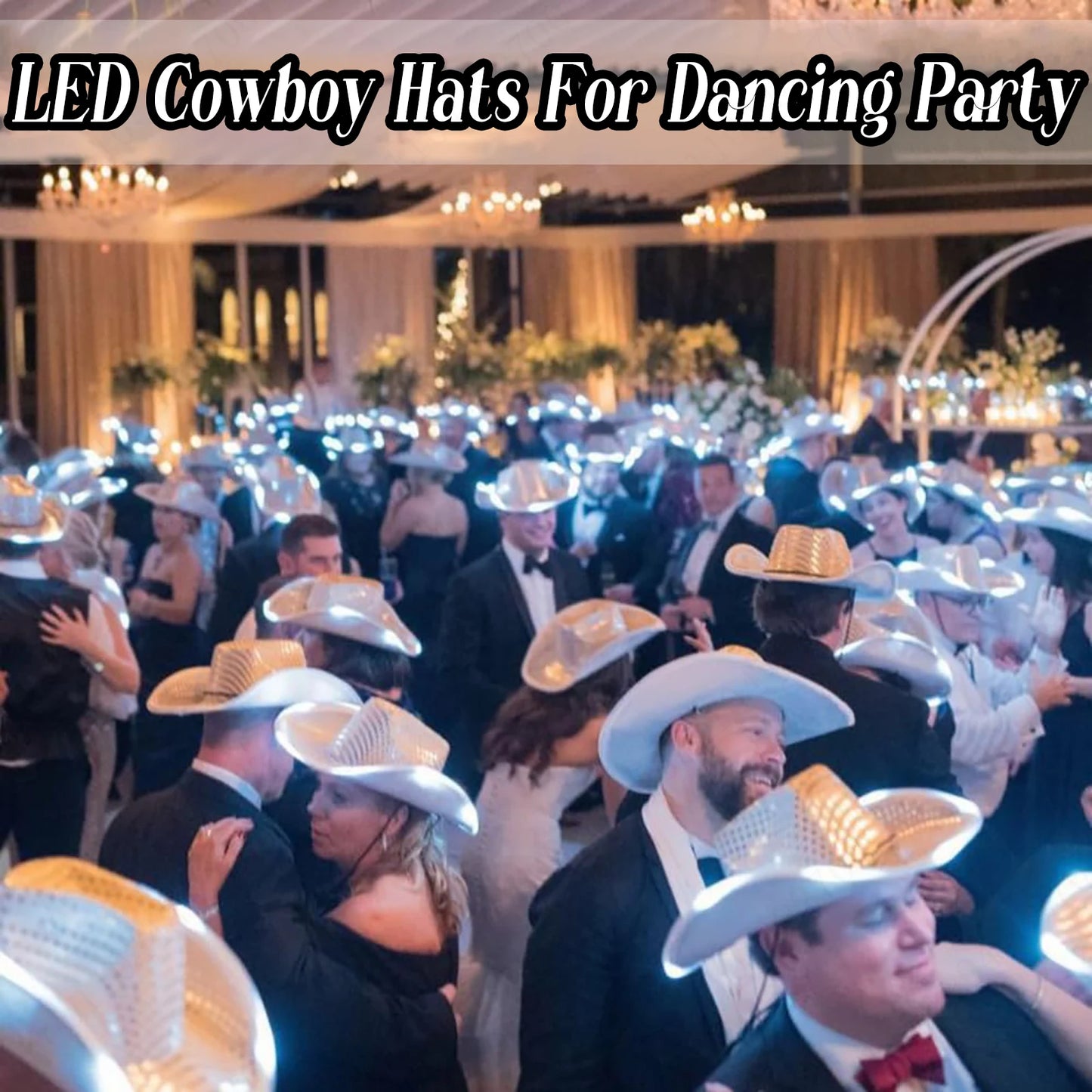 LED Cowboy Hats Bulk for Wedding Lighting up Party Hats