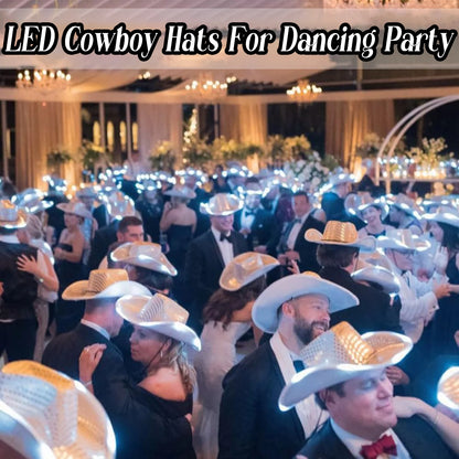 LED Cowboy Hats Bulk for Wedding Lighting up Party Hats