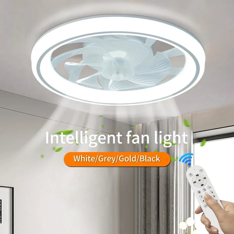 Modern Thin Ceiling Fan Light, White Silent Ceiling Fan